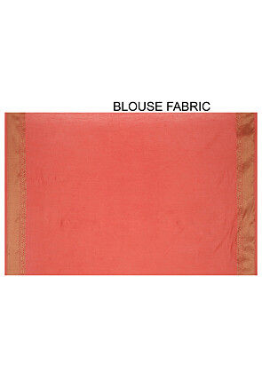 Banarasi Muga Silk Saree in Coral Red