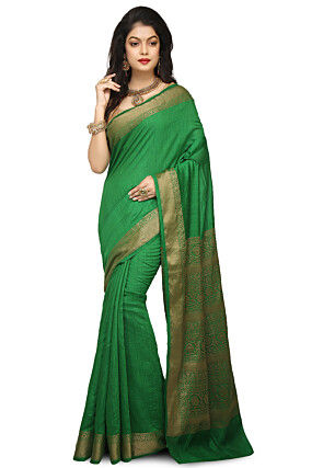 Banarasi Muga Silk Saree in Green
