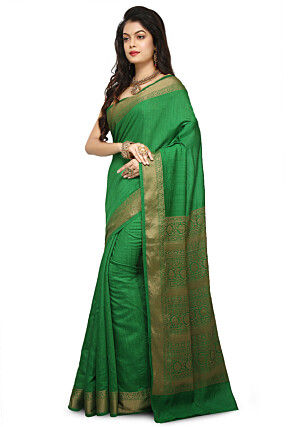 Banarasi Muga Silk Saree in Green