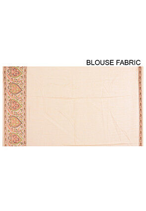 Banarasi Muga Silk Saree in Light Beige and Orange