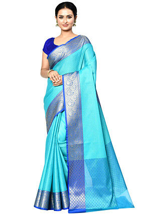 Banarasi Organza Tanchoi Saree in Blue