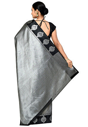 Banarasi Organza Tanchoi Saree in Dark Grey