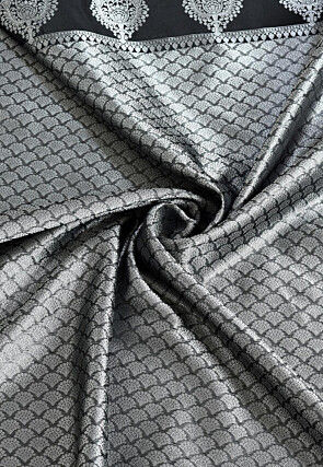 Banarasi Organza Tanchoi Saree in Dark Grey