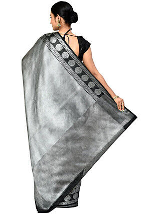 Banarasi Organza Tanchoi Saree in Dark Grey