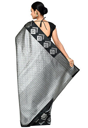 Banarasi Organza Tanchoi Saree in Dark Grey