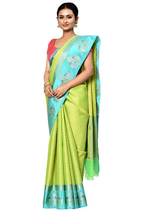 Banarasi Organza Tanchoi Saree in Light Green
