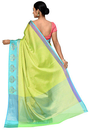 Banarasi Organza Tanchoi Saree in Light Green