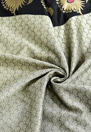 Banarasi Organza Tanchoi Saree in Light Grey and Beige