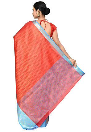 Banarasi Organza Tanchoi Saree in Orange