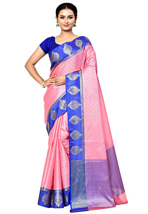 Banarasi Organza Tanchoi Saree in Pink