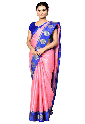 Banarasi Organza Tanchoi Saree in Pink