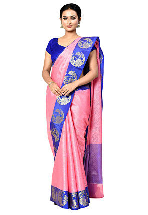 Banarasi Organza Tanchoi Saree in Pink