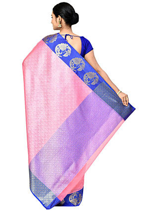 Banarasi Organza Tanchoi Saree in Pink