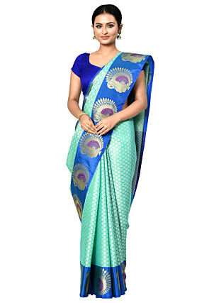 Banarasi Organza Tanchoi Saree in Sea Green