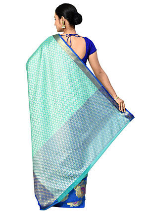 Banarasi Organza Tanchoi Saree in Sea Green
