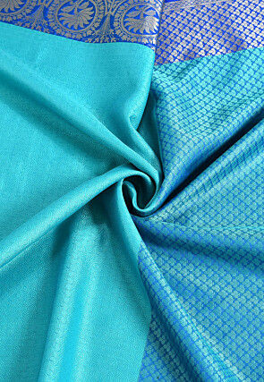 Banarasi Organza Tanchoi Saree in Turquoise