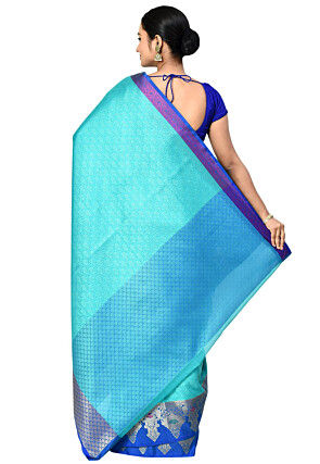 Banarasi Organza Tanchoi Saree in Turquoise
