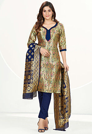 Banarasi Pakistani Suit in Golden