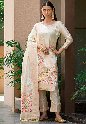 Banarasi Pakistani Suit in Off White
