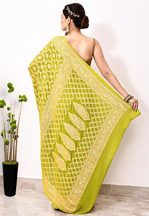 Banarasi Pure Chiffon Saree in Light Green