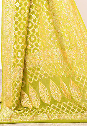 Banarasi Pure Chiffon Saree in Light Green