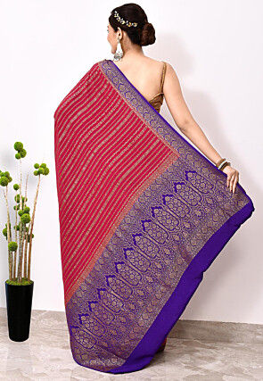 Banarasi Pure Chiffon Saree in Magenta