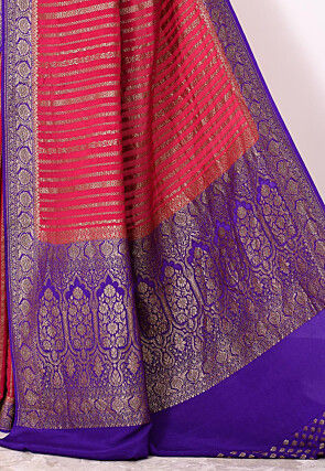 Banarasi Pure Chiffon Saree in Magenta