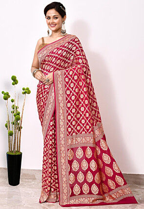 Banarasi Pure Chiffon Saree in Red