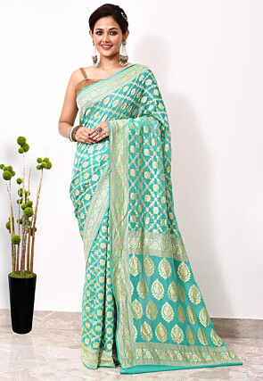 Banarasi Pure Chiffon Saree in Sea Green