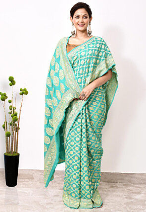 Banarasi Pure Chiffon Saree in Sea Green