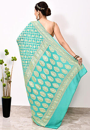 Banarasi Pure Chiffon Saree in Sea Green
