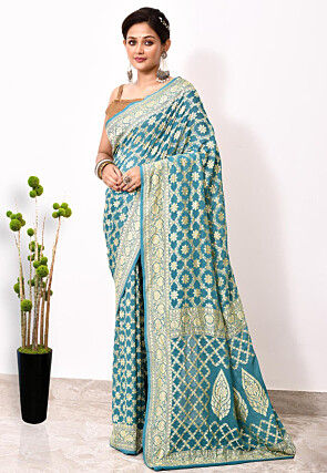Banarasi Pure Chiffon Saree in Sky Blue