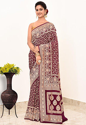 Banarasi Pure Chiffon Saree in Wine