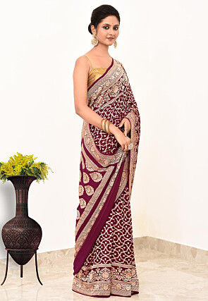 Banarasi Pure Chiffon Saree in Wine