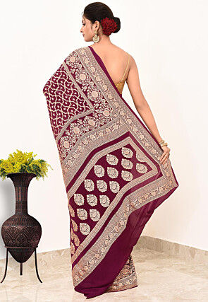 Banarasi Pure Chiffon Saree in Wine