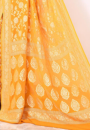 Banarasi Pure Chiffon Saree in Yellow