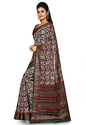 Banarasi Pure Cotton Handloom Saree in Dark Violet