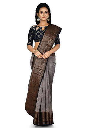 Banarasi Pure Cotton Handloom Saree in Grey