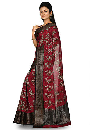 Banarasi Pure Cotton Handloom Saree in Red