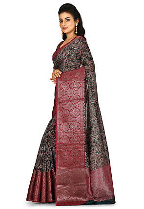 Banarasi Pure Cotton Handloom Saree in Teal Blue