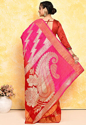 Banarasi Pure Matka Silk Saree in Magenta and Red
