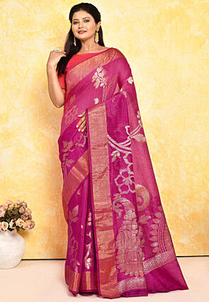 Banarasi Pure Matka Silk Saree in Magenta