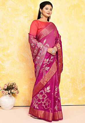 Banarasi Pure Matka Silk Saree in Magenta