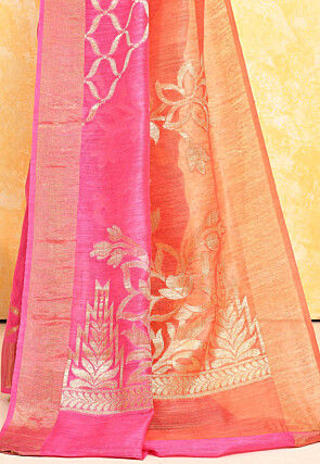 Banarasi Pure Matka Silk Saree in Peach and Pink
