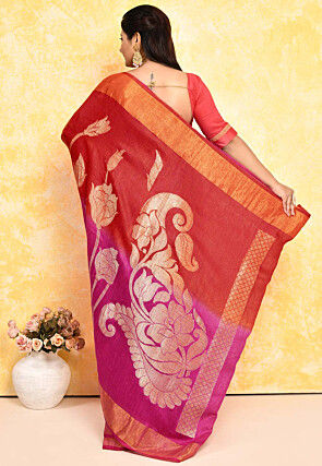 Banarasi Pure Matka Silk Saree in Red and Magenta