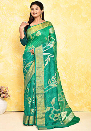 Banarasi Pure Matka Silk Saree in Teal Green