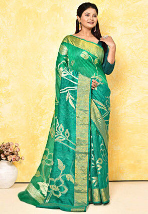 Banarasi Pure Matka Silk Saree in Teal Green