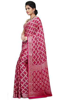 Banarasi Pure Georgette Saree in Fuchsia