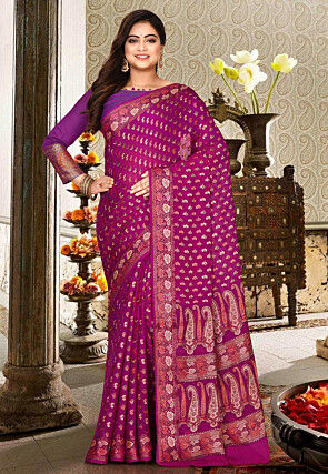 Banarasi Pure Georgette Saree in Magenta