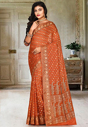 Banarasi Pure Georgette Saree in Orange